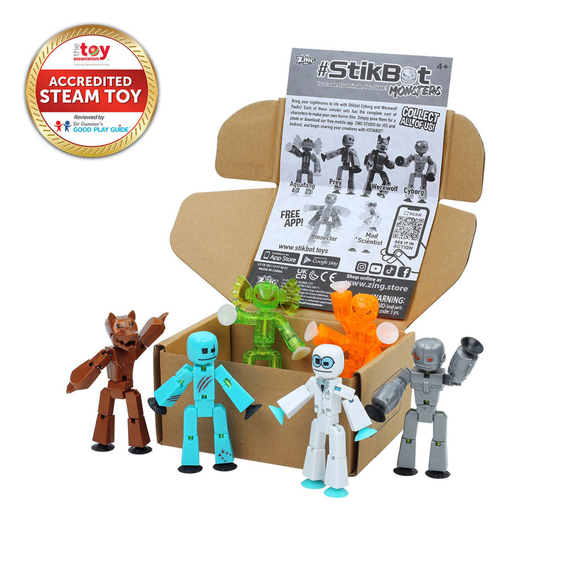 StikBot Monsters Werewolf & Cyborg - 6 Pack