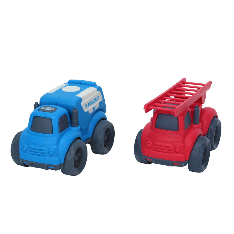 Plantastic City Vehicles Double Pack - Police Car And Fire Truck